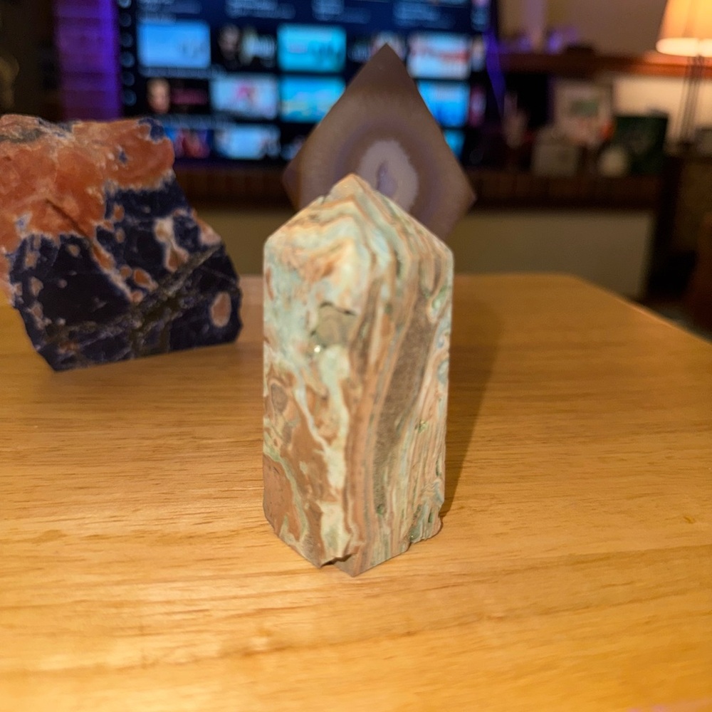 Caribbean calcite/blue aragonite obelisk